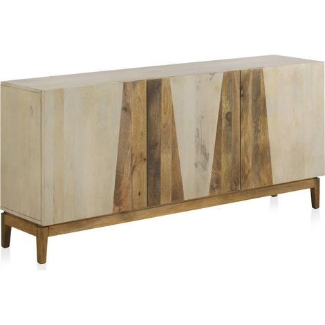 Buffet en bois de manguier blanc patiné style naturel - Blanc patiné et bois naturel (1/5)