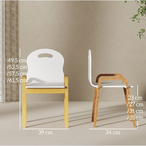 Silla infantil de madera blanca, regulable en altura, lote de 2, 3-15 años DESVIAE (1/4)