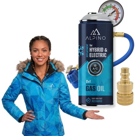 ALPINO Hybrid/EV 2-in-1 Klimaanlagen-Nachfüllset, R1234yf-Adapter (1/5)