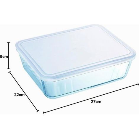 Plat Rectangulaire - Verre Borosilicate - Pour Four Congélateur Micro-ondes - 27 x 22 cm - 4 L - 1 Pièce (1/4)