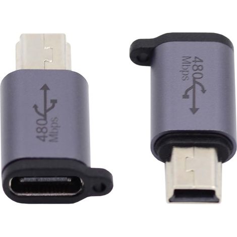 Adaptateur 2 pcs/lot USB-C USB2.0 Type C Femelle à Micro Mini USB Mâle Adaptateur D'alimentation 480Mbps Données avec Trous De Chaîne (1/5)