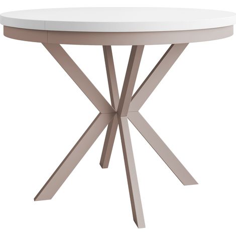 Table Oswego 157, Blanc + Cachemire, 76x0x0cm, Disponible, Stratifié, Métal