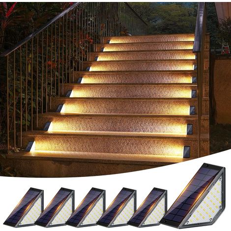 Lot de 6 lampes solaires à LED pour extérieur, jardin, décoration de cour, terrasse, clôture, chemin, marches et escaliers, éclairage LED IP65 étanche (1/5)