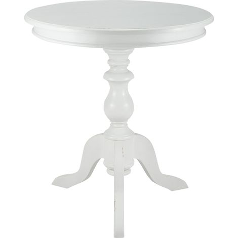 Table d'appoint en bois de mindi blanc antique Ø 70 cm style maison de campagne 100009190 (1/5)