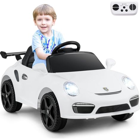 COSTWAY 12 V Auto Elettrica per Bambini, Macchina Elettrica Porsche con Licenza Ufficiale, Telecomando, Musica, Luci LED, Clacson e Avvio Morbido, per Bambini 3-8 Anni (Bianco) (1/5)