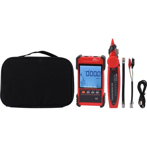ET616 Testeur de câble réseau multimètre détecteur de ligne multifonctionnel avec écran LCD pour le tri entretien test de fil téléphonique rouge (1/5)