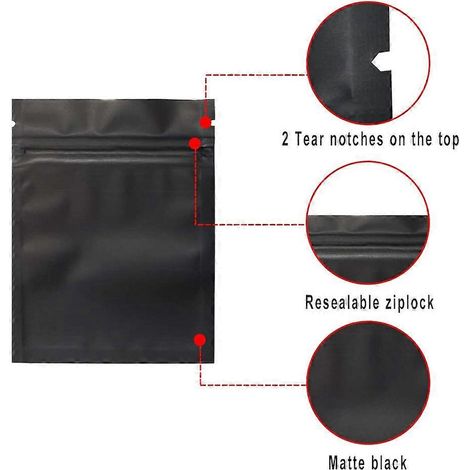 100 lot Smell anti sacs 3 x 4 pouce Resealable Mylar sacs feuille pochette sac plat fermeture éclair Closure sac Matte (1/5)