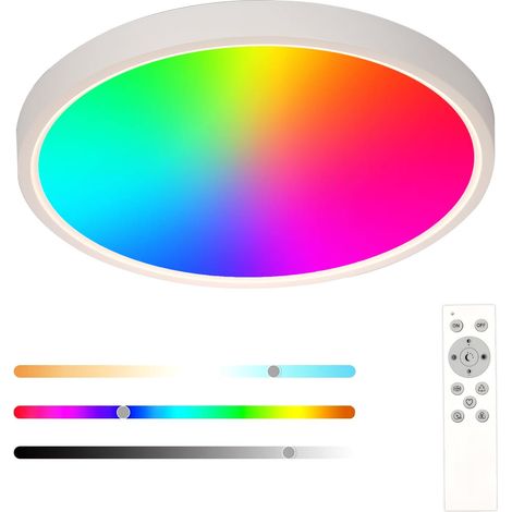 Plafonnier LED Dimmable avec Télécommande, 24W 2700LM RGB (1/5)