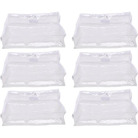 Lot de 6 sacs de rangement transparents à fermeture éclair, pliables, pour vêtements, pulls, couvertures et draps (1/5)