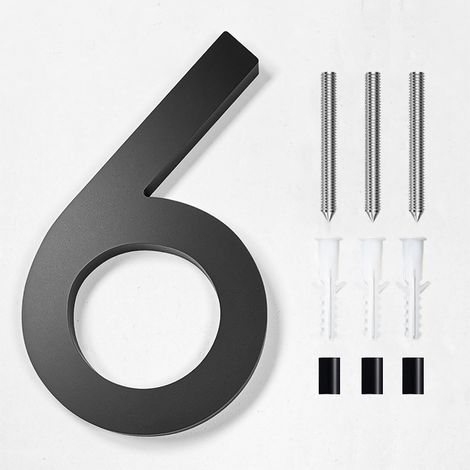 Plaque de porte moderne en acier inoxydable brossé - 6 pouces, 125 mm de hauteur, acier inoxydable noir massif (taille 6)