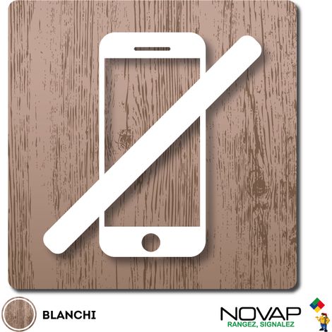 Plaque Smartphone interdit - Wood Chêne blanchi 90x90mm - 4360065 (1/2)