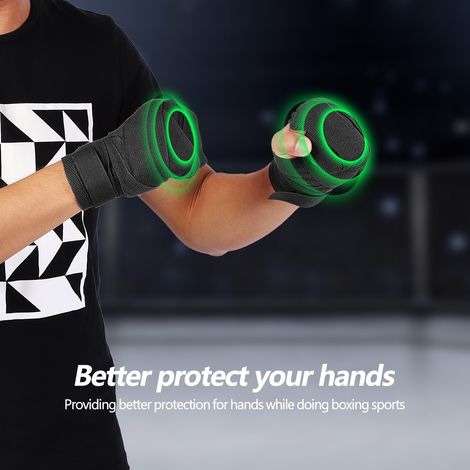 paire de bandages élastiques pour les mains, protection pour la boxe et le muay thaï (noir, 2,5 m) (1/5)