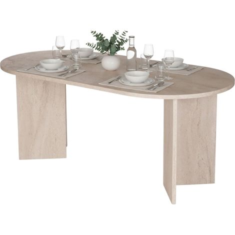 Tavolo Fisso Monterano, 6 Posti, Forma Ovale, Peso Supportato 70 kg, 180x89.5x75h cm Bianco Marmo
