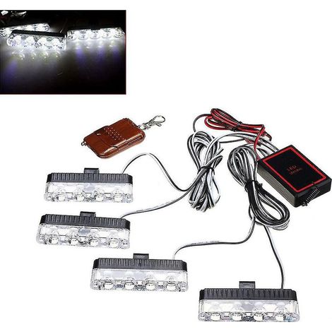 Barre lumineuse stroboscopique d'urgence à DEL pour pare-brise de camion, 3 modes d'éclairage, indicateur de circulation - Blanc (1/5)