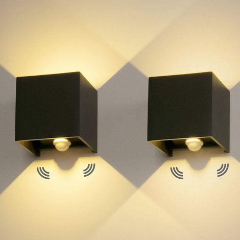 2-teilige LED-Außenwandleuchte, 12 W, mit Bewegungsmelder, 3000 K, Schutzart IP65, einstellbarer Abstrahlwinkel, für den Innen- und Außenbereich geeignet (1/5)