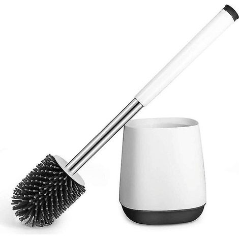 Brosse de toilette, brosse de toilette avec étui, brosses de toilette pour salle de bain (blanche, lot de 1)-AquaForge