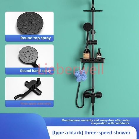 B25041501, Brass LIEBERWELL Gun Gray Shower Set, Round Top Spray, Pressurized Shower, Complete Modern Bathroom Fixture, Model (1/5)