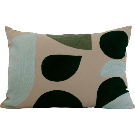 Coussin brodé motif abstrait Vert 40x60 cm (1/2)