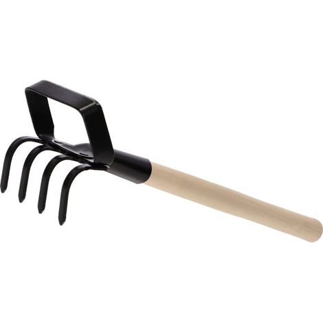 Râteau — Noir, Longueur : 36 cm — Râteau agricole multifonction en acier (Idéal pour la cueillette / la récolte de coquillages) (1/5)