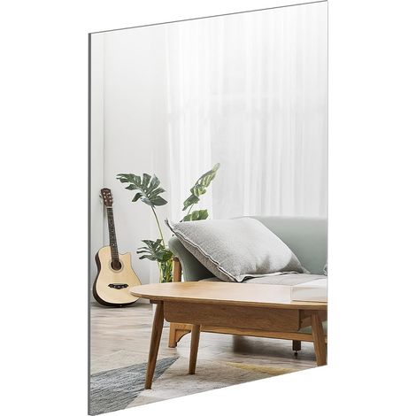 Miroir Mural en Verre 30 x 21 cm, Miroir Mural décoratif Autocollant HD sans Cadre, Grand pour Toilettes d'invités, Salle de Bain, Dressing, Salon, etc. (1/5)