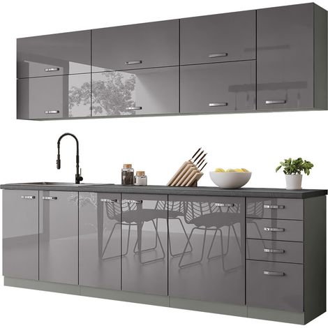 Conjunto de cocina modular Multi Grey 123 , 260x50cm, Aglomerado laminado