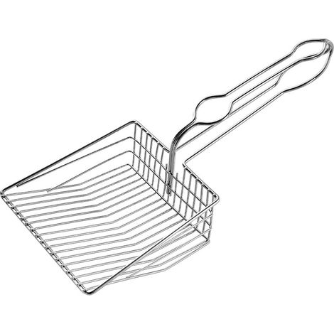 Pelle à litière en métal pour chat, en acier inoxydable, poignée confortable, facile à nettoyer, lève-merde efficace pour boîte (1/5)