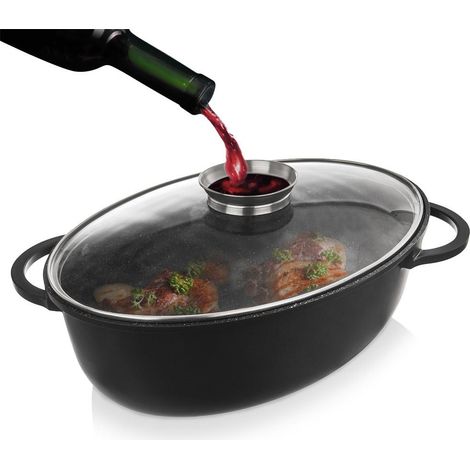Plat à rôtir en granit avec couvercle, ovale, GRANDE, 8 l, 45 x 27,5 cm (1/5)