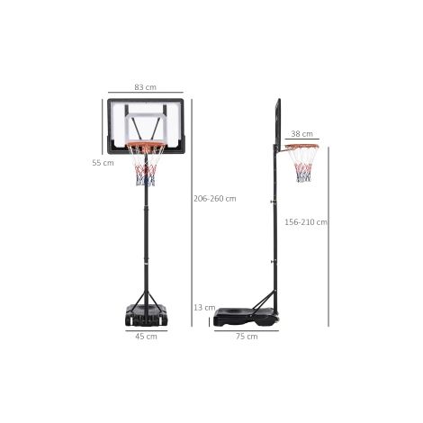 Canasta de baloncesto con pie ajustable, 2 ruedas, negra, para niños, DESVIAE (1/4)