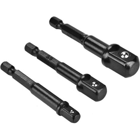 Adaptateur de rallonge de douille à tête sphérique carrée (3 pièces) (noir)-Crezuo (1/4)