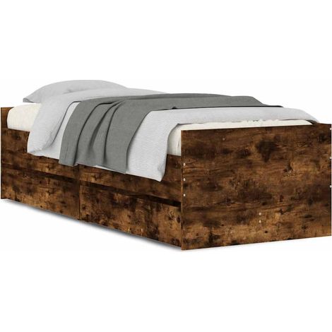 Maison Exclusive - Bettgestell mit Schubladen Räuchereiche 90x200 (1/5)