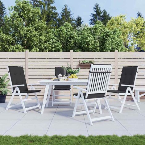 Coussins de chaise de jardin à dossier haut lot de 4 noir tissu (1/5)