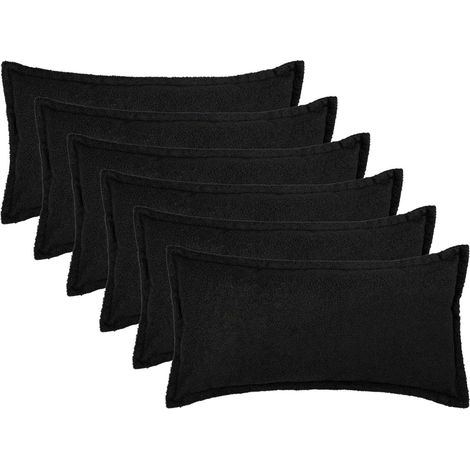 Housse de coussin 6 pcs HOUTEN Noir 40 x 80 cm Bouclé vidaXL