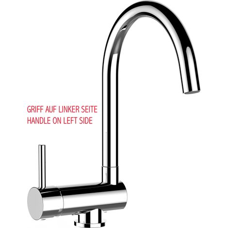 Robinet de Cuisine Mitigeur rabattable sous fenetre 60mm avec poignée gauche chrome robinet bec cygne pivotant 360 VIZIO (1/5)