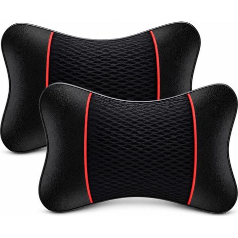 Appui-tête voiture - Coussin cervical 2 pièces en PU cuir - Mousse à mémoire - Soutien du cou, protection colonne - Auto, voyage (1/5)