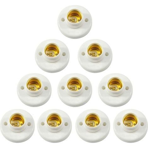 E27 Lampenfassung mit Schraubgewinde, Kunststoff, Wandmontage, LED-Lampensockel-Adapter für E27-Lampen, runde Kunststoff-Schraubfassung für Lampenfassung, 10 Stück (1/5)