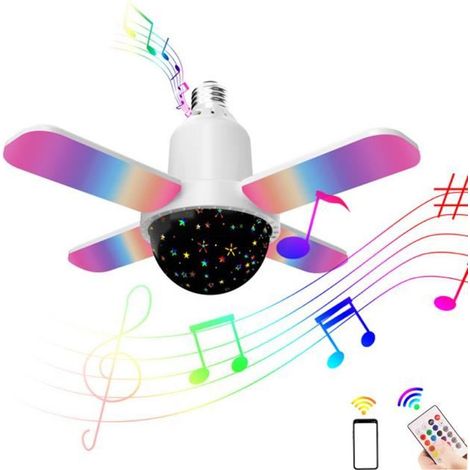 Plafonnier LED E27 coloré pliable à 4 feuilles, musique, Bluetooth, Audio, télécommande, lumière De scène Disco, veilleuse pour (1/4)
