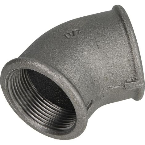Raccord en fonte malléable noir coude 45° 1 1/2'' FF/FF