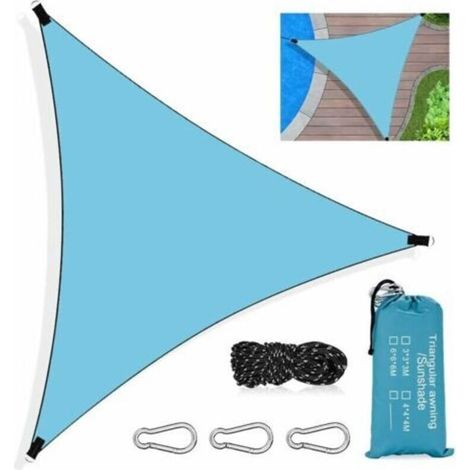 Shade of shade triangular waterproof 3×3×3 m HDPE breathable with protection UV Blue TRIMEC (1/5)
