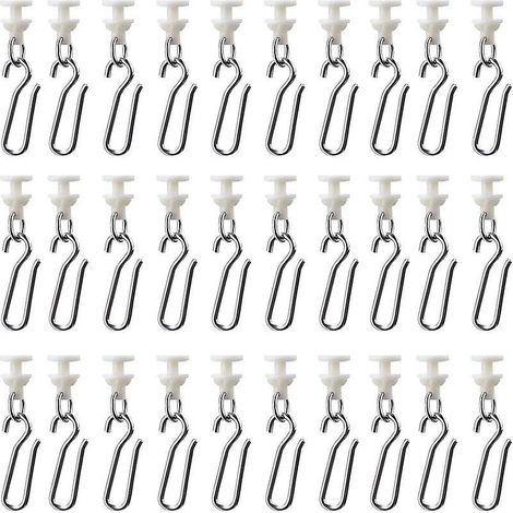 60pcs (30pcs Poulies 30pcs Crochets)) Set De Crochets Pour Poulies De Rideaux Rail Pvc Accessoires Poulie Muette (1/5)