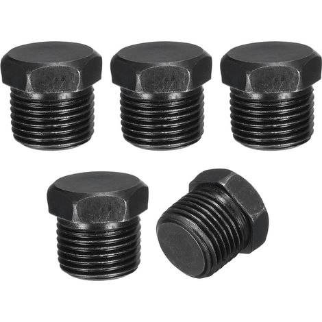5Pcs 3/8 NPT Bouchon de Tuyau à Tête Hexagonale Extérieure, Noir (1/5)