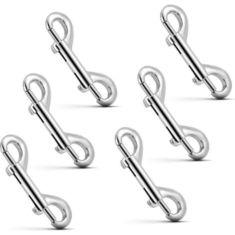 Mousquetons à double extrémité, lot de 6, 6,9 cm (2,7 po), en alliage de zinc, avec ressort métallique. Multiusages : laisse pour animaux, porte-clés, attache pour seau d’eau, hamac pour animaux, mang (1/5)