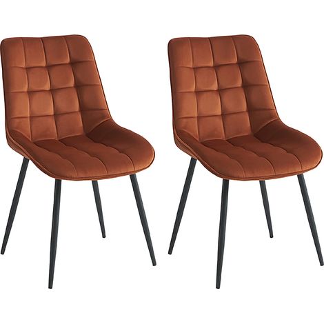 Lot de 2 chaises matelassées - Velours et métal noir - Terracotta - OLLUA (1/5)