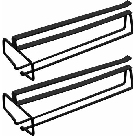 Portabicchieri da vino, set di 2 mensole in vetro per bicchieri appesi, portabicchieri da inserire, portabicchieri da 2 pezzi (portabicchieri da vino rosso a fila singola, nero)