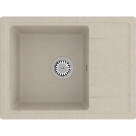 Lavello da cucina con foro troppo pieno 58 x 44 cm granito beige 020004358