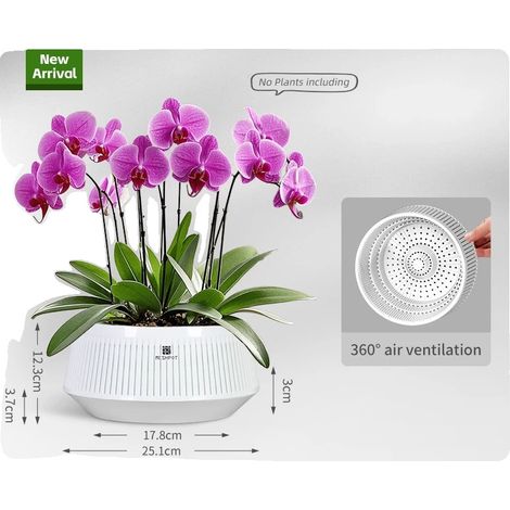 Pot d'Orchidée, Design à Taille d'Air, Esthétique Moderne, Blanc-1 pc 21cm (1/2)