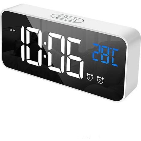 LED-Musikwecker Sprachsteuerung Touch Snooze Wiederaufladbare USB-Tischuhr Zwei Alarme Temperatur-Wand-Digitaluhren (1/5)