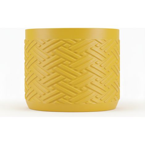 Cache-pot jaune, tresse Japandi scandinave moderne (1/3)