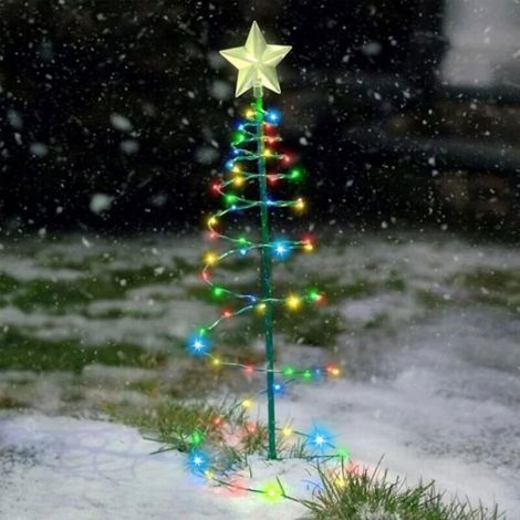 Sapin de Noël - 60 cm - LED Multicolores - Solaire - Résistant aux Intempéries - 1 Pièce