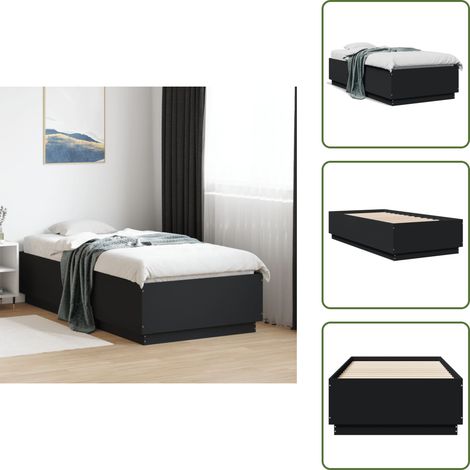 Cadre de lit sans matelas noir 90x190 cm - Cadre De Lit - Lit Double - Lit Noir - Meuble Chambre - Literie (1/5)