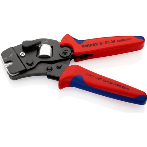 KNIPEX 97 53 09 Pinza per terminali a bussola, con regolazione automatica per crimpaggio frontale con manici multicomponente brunita 190 mm